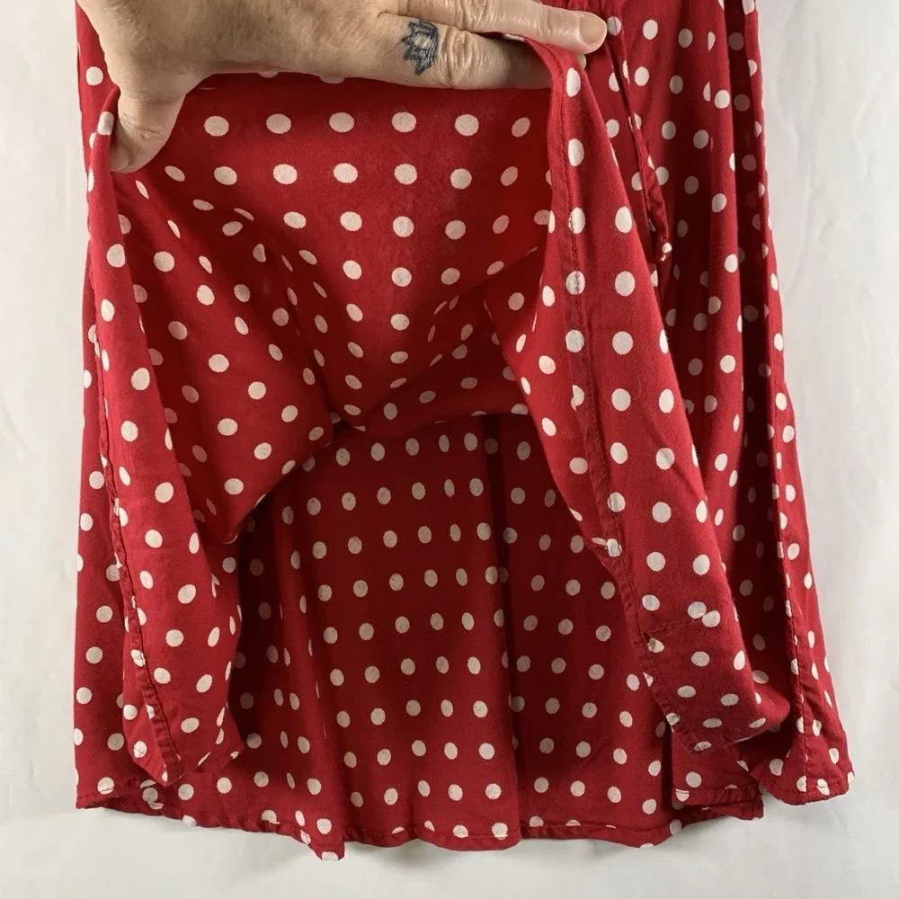 VTG 90s Womens Retro Polka Dot Mini Skirt S/M Button Tie Whimical Twee Flirty